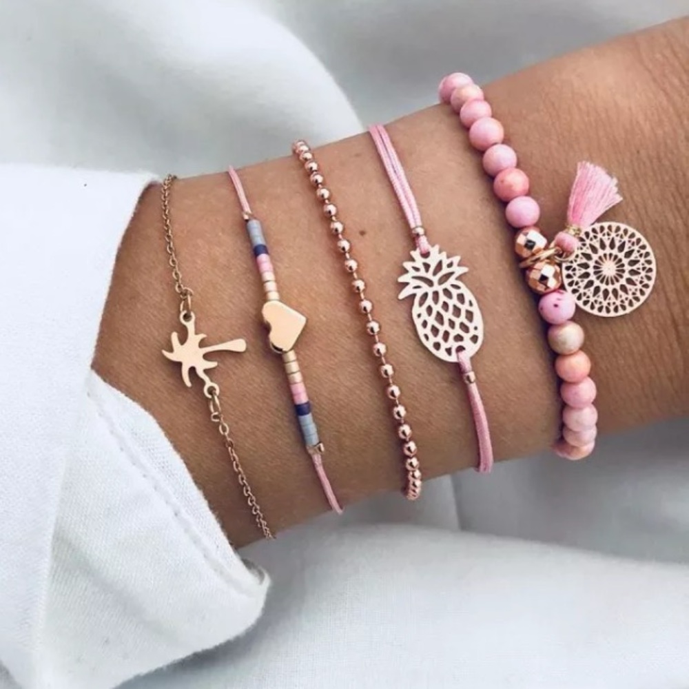 Set 5 bracelets tropical summer fun